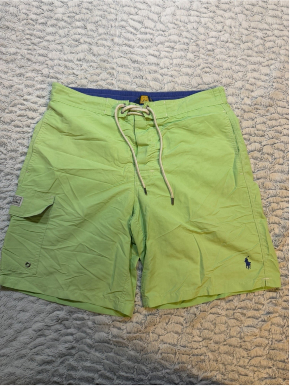 Polo Ralph Lauren Men’s Green Logo Swim Shorts Size S Drawstring Lined Elastic